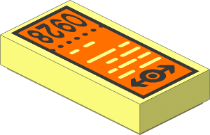 Tile  1 x  2 with Train Logo and "0928" Ticket Pattern