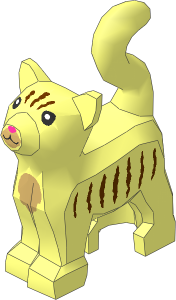 Animal Cat Standing Looking Forward with Tan Chest and Muzzle, Reddish Brown Stripes and Dark Pink Nose Pattern