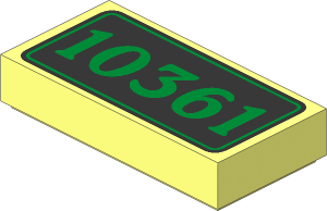 Tile  1 x  2 with Metallic Gold "10361" on Black Background Pattern