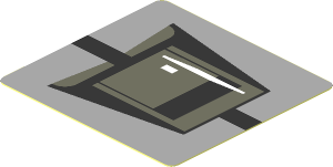 Sticker  1.8 x  1.9 with Black Air Vent on Grey Background
