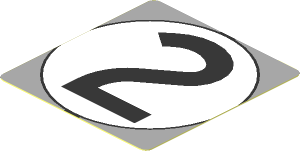 Sticker  1.9 x  1.8 with Black Number 2 in White Disc on Grey Background