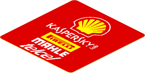 Sticker  1.8 x  1.9 with Logos on Red Background