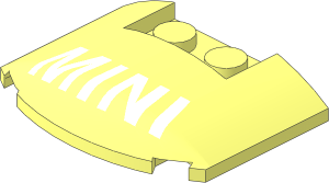 Slope Brick Curved  3 x  4 x  0.667 Rounded with White "MINI" Pattern
