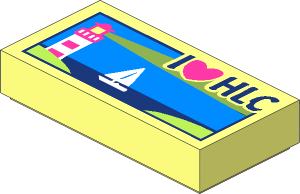 Tile  1 x  2 with "I Love HLC" Postcard with Sailboat and Lighthouse Pattern