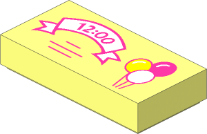 Tile  1 x  2 with Lavender Ribbon with "12:00" and  3 Balloons Pattern