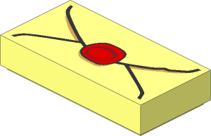 Tile  1 x  2 with Envelope, Red Wax Seal and Dark Tan Shadows Pattern