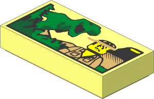 Tile  1 x  2 with Minifig and Dinosaur Pattern