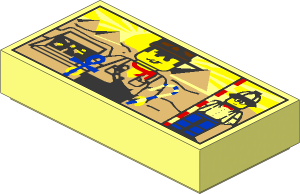 Tile  1 x  2 with Minifig and Pyramids Pattern