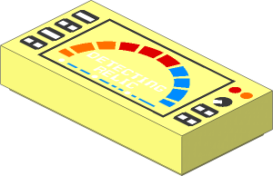 Tile  1 x  2 with Silver Buttons, Meter and "Detecting Relic" Pattern