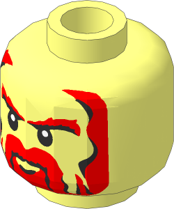 Minifig Head with Black and Nougat Beard, Sideburns and Bushy Eyebrows Pattern