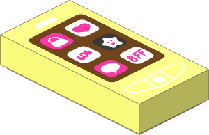 Tile  1 x  2 with Dark Pink, White and Medium Azure Smartphone with 6 App Icons Pattern