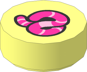 Tile  1 x  1 Round with Bright Pink and Dark Pink Worm and Black Outline Pattern