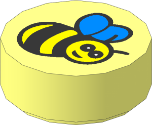 Tile  1 x  1 Round with Bee Pattern