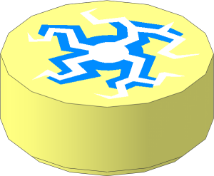 Tile  1 x  1 Round with Cracked Medium Blue and White Lightning Burst from Centre Pattern
