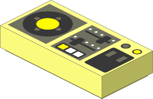 Tile  1 x  2 with Vehicle Control Panel with Yellow Joystick and Two Sliders Pattern