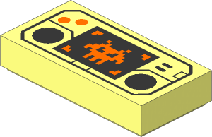 Tile  1 x  2 with Hand-Held Videogame and Pixelated Alien Pattern