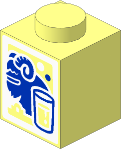Brick  1 x  1 with Blue SW Bantha and Glass Outline on White Background Pattern