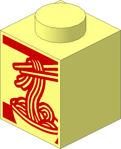 Brick  1 x  1 with Red Noodles Pattern