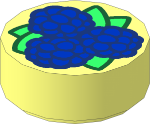 Tile  1 x  1 Round with Blue & Dark Blue Blackberries Pattern