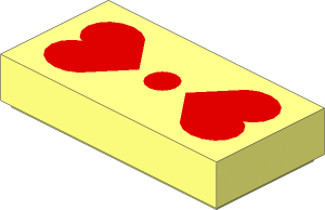 Tile  1 x  2 with Red Hearts Pattern