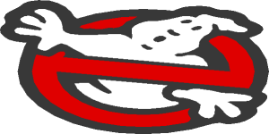 ~Electric Brick  4 x  4 x  0.667 Round - Top with  2 Studs - Ghostbusters Logo