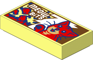 Tile  1 x  2 with "MEOW BiTS" Cat Food Pattern