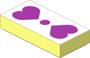 Tile  1 x  2 with Purple Hearts on White Pattern