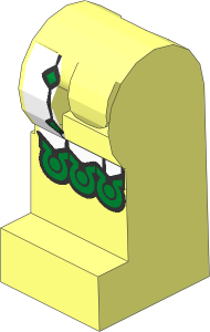 ~Minifig Leg White Surcoat Ends, Gold Scalloped Edges, Diamonds and Horseshoe Common Pattern