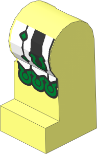 Minifig Leg Left with White Surcoat Ends, Gold Scalloped Edges, Diamonds and Horseshoe Pattern