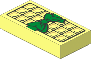 Tile  1 x  2 with Chocolate Bar and Gold Bow Pattern
