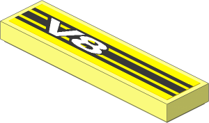 Tile  1 x  4 with Technic Supercar V8 Logo Sticker