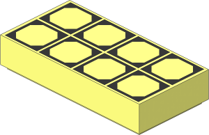 Tile  1 x  2 with  8 Metallic Silver Octagon Outlines Pattern