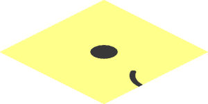 ~Tile  2 x  4 with Black Simple Wide Smiley Face Pattern - Half
