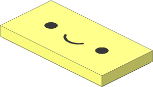 Tile  2 x  4 with Black Simple Wide Smiley Face Pattern