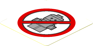 Sticker  1.8 x  1.8 with Baby Prohibited Sign on White Background