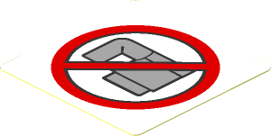 Sticker  1.8 x  1.8 with Cup Prohibited Sign on White Background