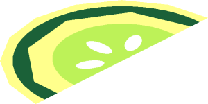~Tile  1 x  1 Round with Cucumber Slice Pattern Half