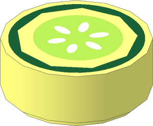 Tile  1 x  1 Round with Cucumber Slice Pattern