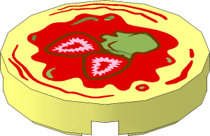 Tile  2 x  2 Round with Pancake, Strawberries and Butter Pattern