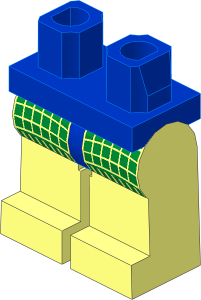 Minifig Hips and Legs with Golden Samurai Leg Armour and Blue Hips Pattern