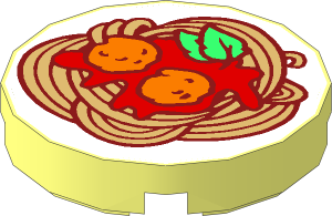Tile  2 x  2 Round with Spaghetti & Meatballs Pattern