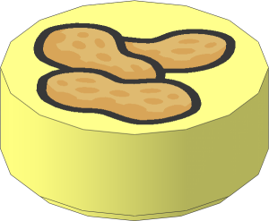 Tile  1 x  1 Round with Three Peanuts Pattern