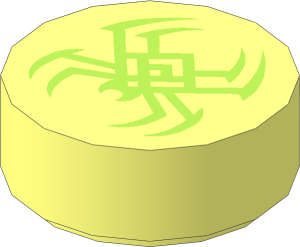 Tile  1 x  1 Round with Lime Spider Pattern