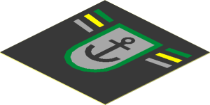 Sticker  1.9 x  1.9 with Anchor and Green, Yellow, and Light Grey Stripes