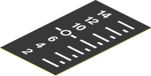 Sticker  1.9 x  1.1 with White Plimsoll Lines and Scale on Black Background