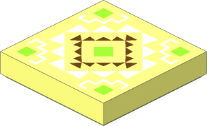 Tile  2 x  2 with Warm Pink Squares, Medium Azure Triangles in Diamond and White Zigzag Corners Pattern