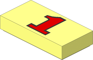 Tile  1 x  2 with Red "1" Pattern