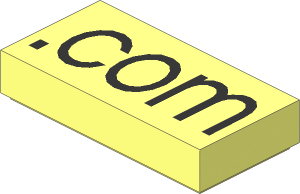 Tile  1 x  2 with Silver ".com" Pattern