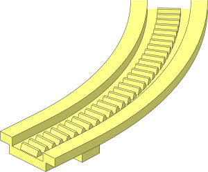 ~Track with Gear Rack Curve 90° 17.5 x 17.5 Half