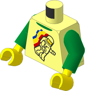 Minifig Torso with Arms and Hands with Classic Space Minifigure Floating Pattern